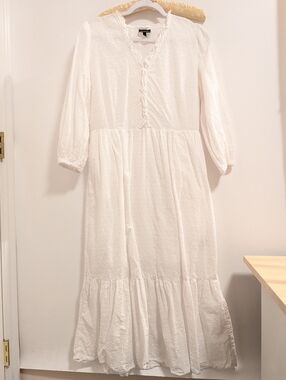 Who What Wear White Swiss Dot Long Sleeve Maxi Dress